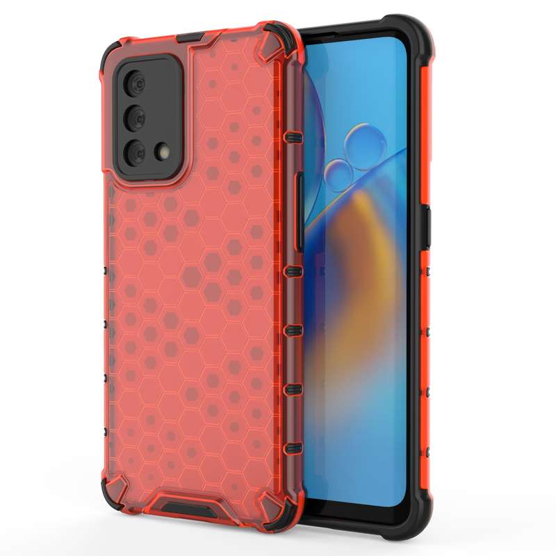 For OPPO A74 4G Shockproof Honeycomb PC + TPU Case(Black)