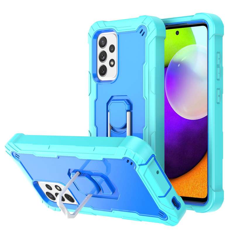 For Samsung Galaxy A52 5G / 4G PC + Rubber 3-layers Shockproof Protective Case with Rotating Holder(