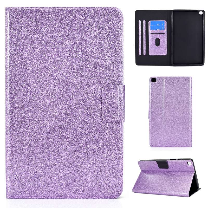 For Samsung Galaxy Tab A7 Lite T220 Glitter Horizontal Flip Leather Case with Holder & Card Slots(Bl