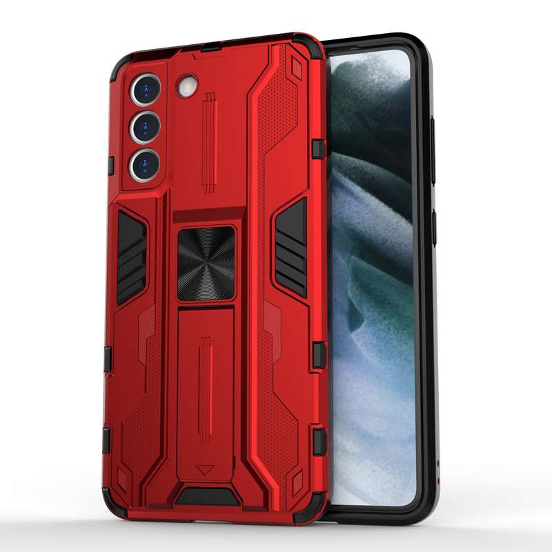 For Samsung Galaxy S21 FE Supersonic PC + TPU Shock-proof Case with Holder(Black)