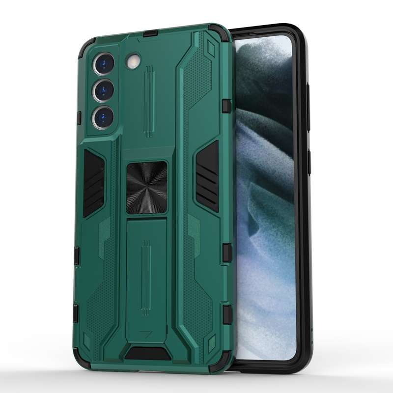 For Samsung Galaxy S21 FE Supersonic PC + TPU Shock-proof Case with Holder(Black)