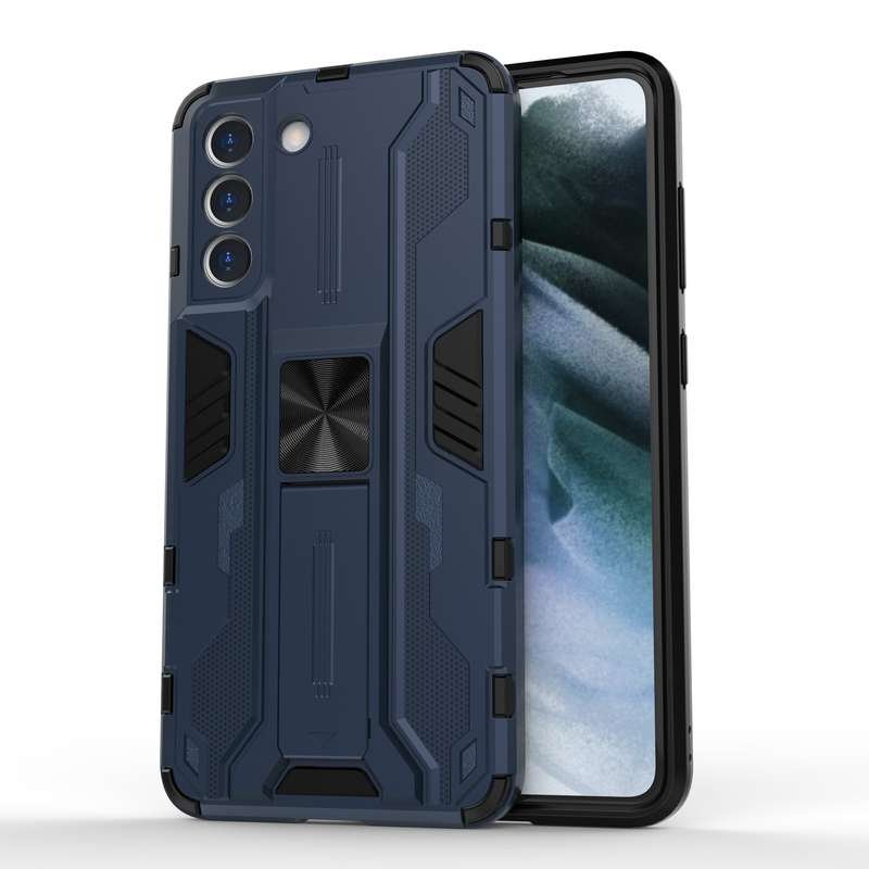 For Samsung Galaxy S21 FE Supersonic PC + TPU Shock-proof Case with Holder(Black)