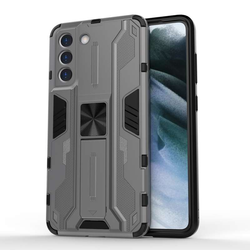 For Samsung Galaxy S21 FE Supersonic PC + TPU Shock-proof Case with Holder(Black)