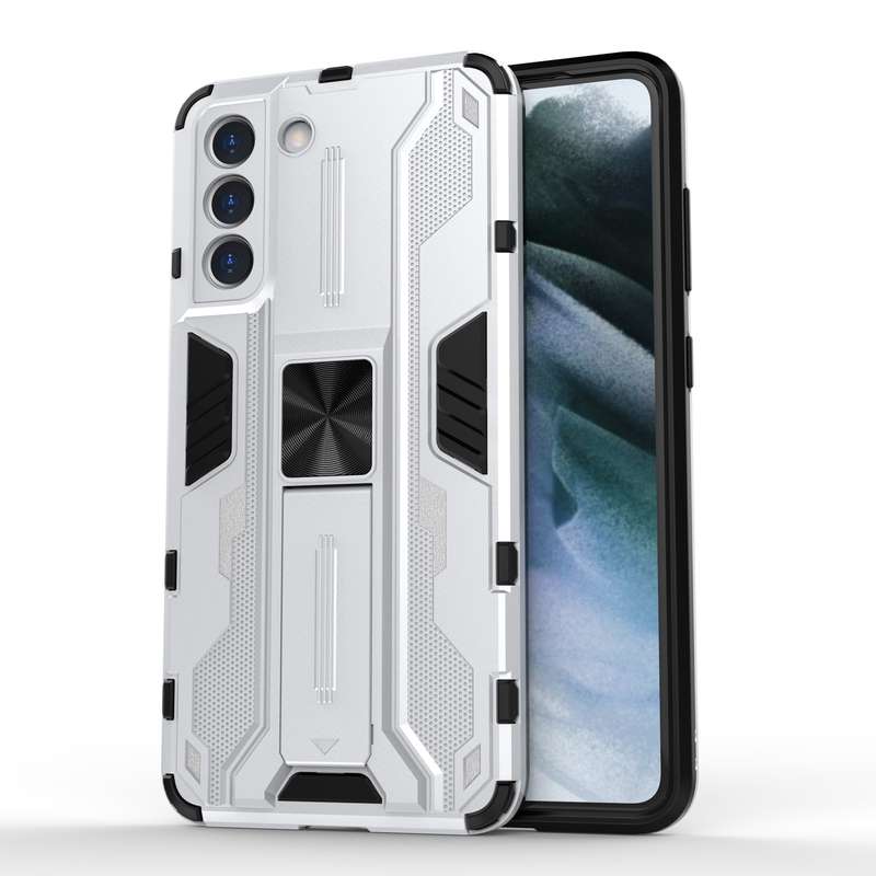 For Samsung Galaxy S21 FE Supersonic PC + TPU Shock-proof Case with Holder(Black)