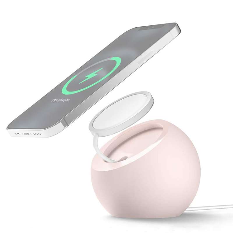 Silicone Pellet Magsafe Magnetic Charger Holder for iPhone 12 Series(Black)