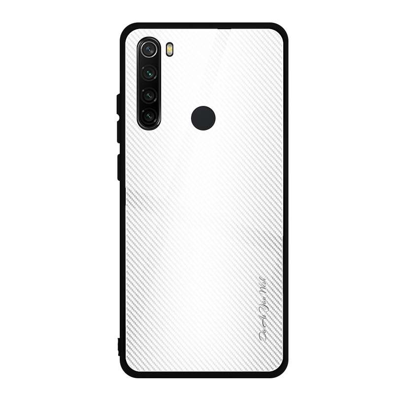 For Xiaomi Redmi Note 8 Carbon Fiber Texture Gradient Color Glass Case(Red)