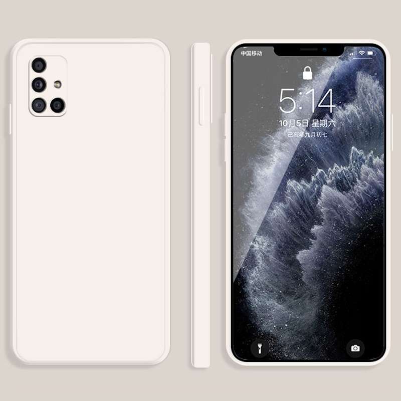 For Samsung Galaxy A31 Solid Color Imitation Liquid Silicone Straight Edge Dropproof Full Coverage P