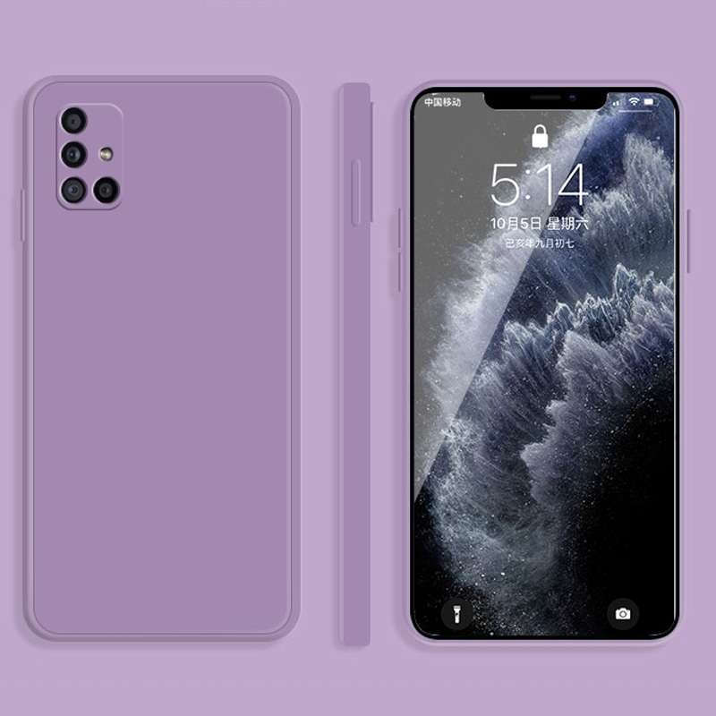 For Samsung Galaxy A31 Solid Color Imitation Liquid Silicone Straight Edge Dropproof Full Coverage P