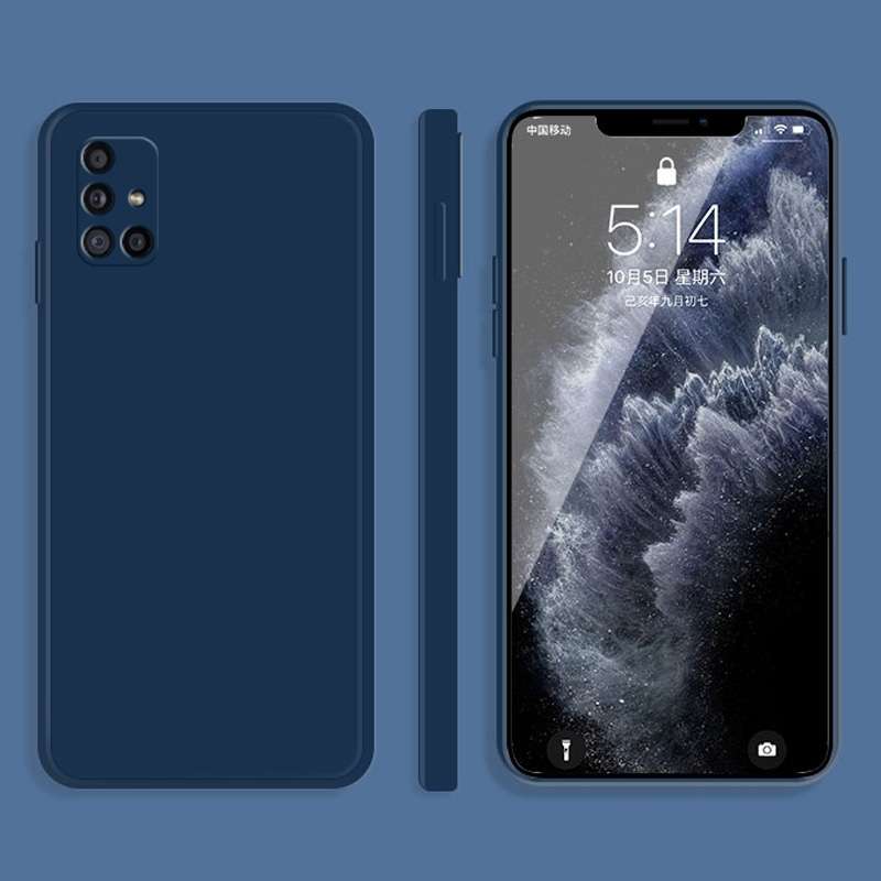 For Samsung Galaxy A31 Solid Color Imitation Liquid Silicone Straight Edge Dropproof Full Coverage P