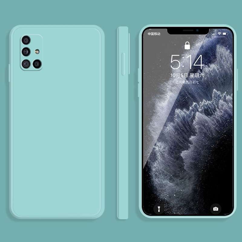 For Samsung Galaxy A31 Solid Color Imitation Liquid Silicone Straight Edge Dropproof Full Coverage P