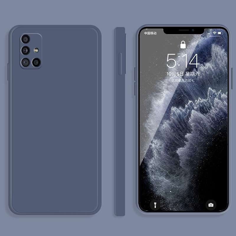 For Samsung Galaxy A31 Solid Color Imitation Liquid Silicone Straight Edge Dropproof Full Coverage P