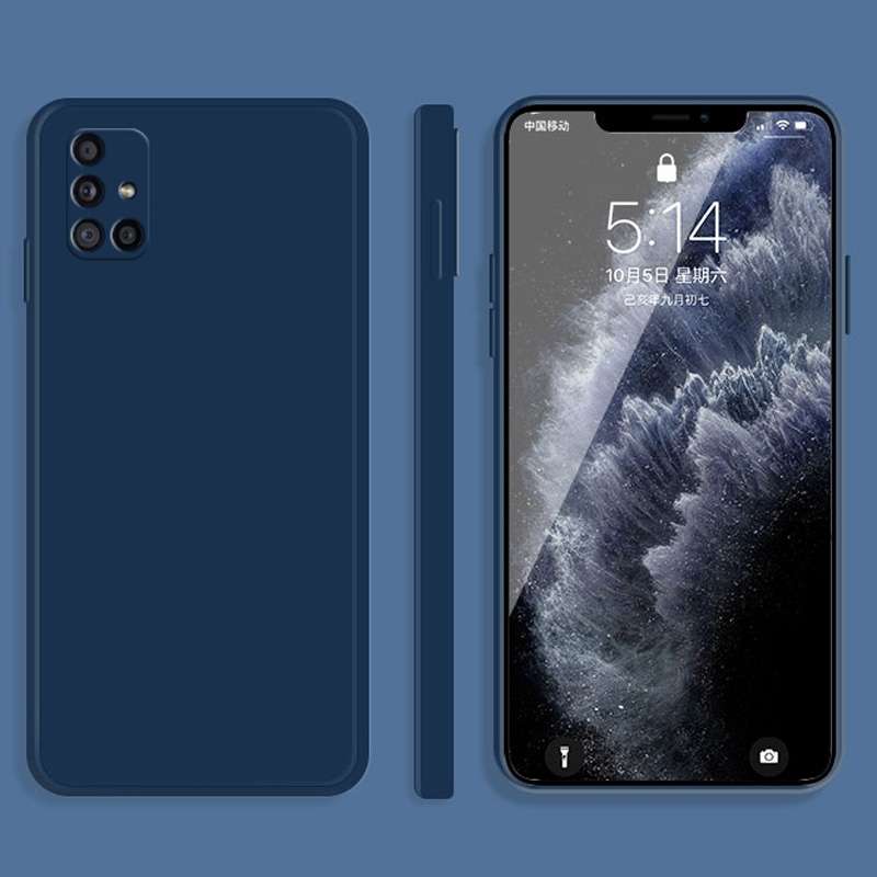 For Samsung Galaxy A71 Solid Color Imitation Liquid Silicone Straight Edge Dropproof Full Coverage P