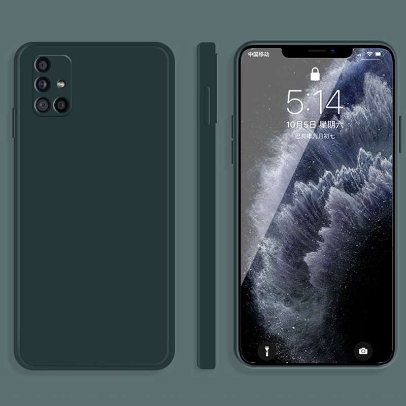 For Samsung Galaxy A71 Solid Color Imitation Liquid Silicone Straight Edge Dropproof Full Coverage P