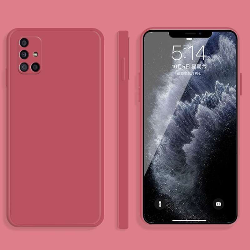 For Samsung Galaxy A71 Solid Color Imitation Liquid Silicone Straight Edge Dropproof Full Coverage P