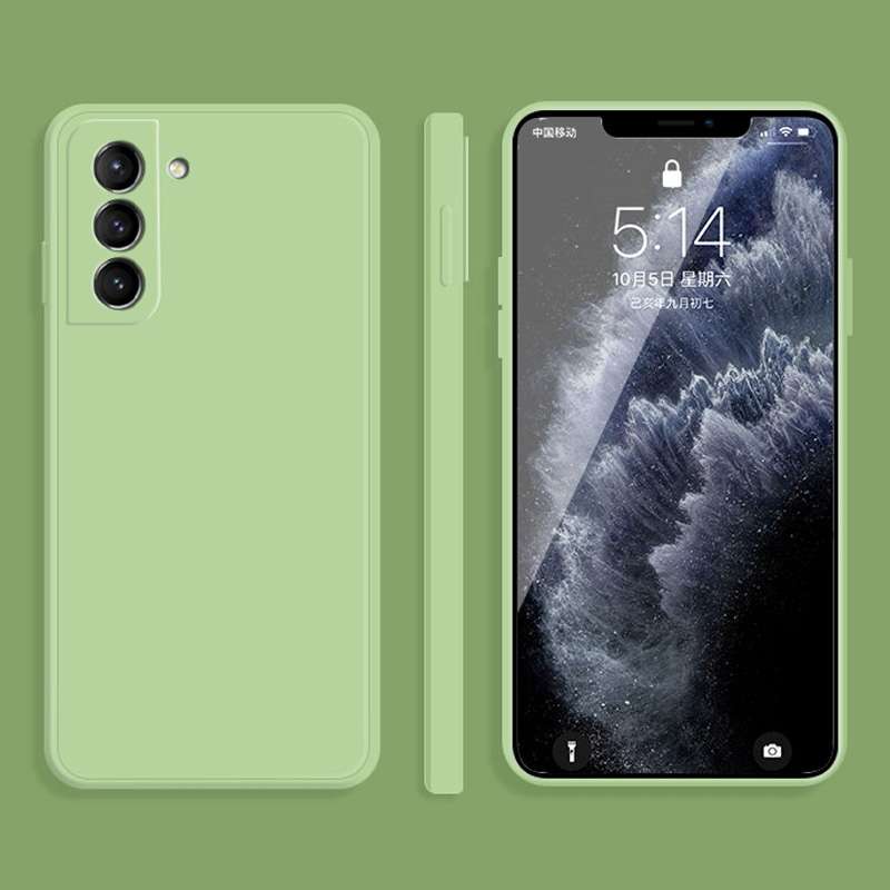 For Samsung Galaxy S21 5G Solid Color Imitation Liquid Silicone Straight Edge Dropproof Full Coverag