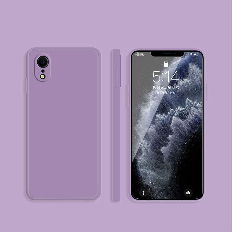 For iPhone XR Solid Color Imitation Liquid Silicone Straight Edge Dropproof Full Coverage Protective