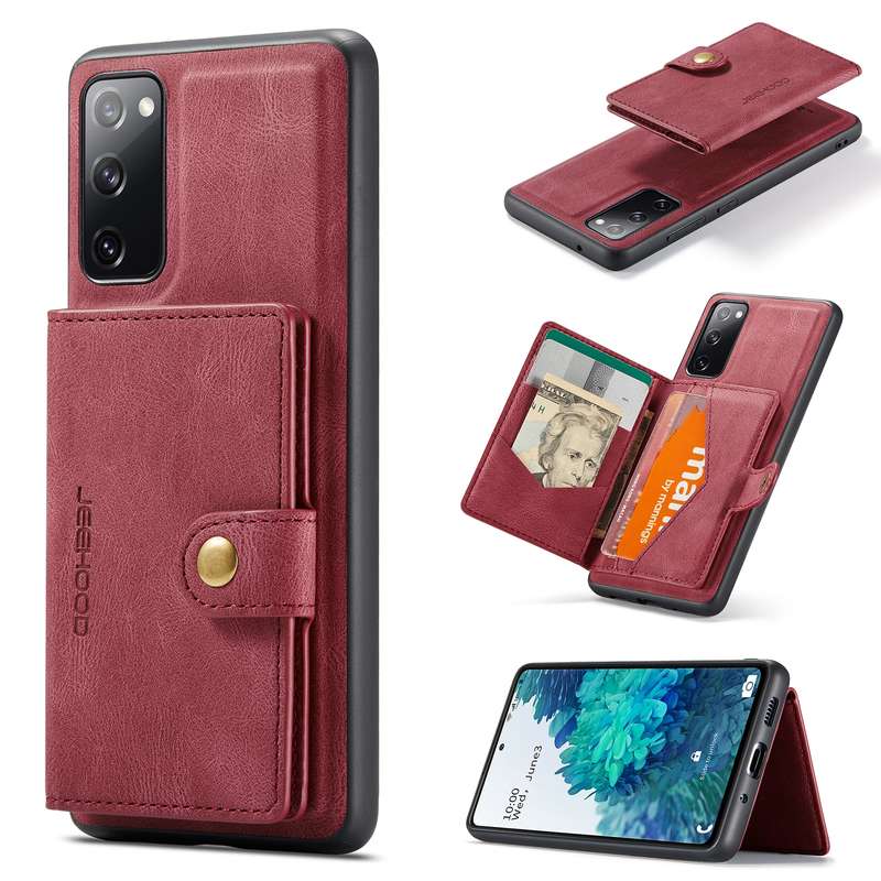 For Samsung Galaxy S20 FE JEEHOOD Retro Magnetic Detachable Protective Case with Wallet & Card Slot