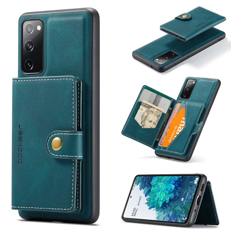 For Samsung Galaxy S20 FE JEEHOOD Retro Magnetic Detachable Protective Case with Wallet & Card Slot
