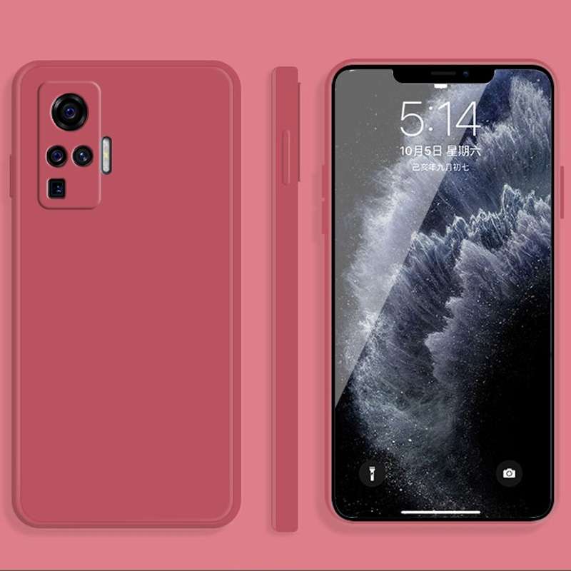 For vivo X50 Pro Solid Color Imitation Liquid Silicone Straight Edge Dropproof Full Coverage Protect