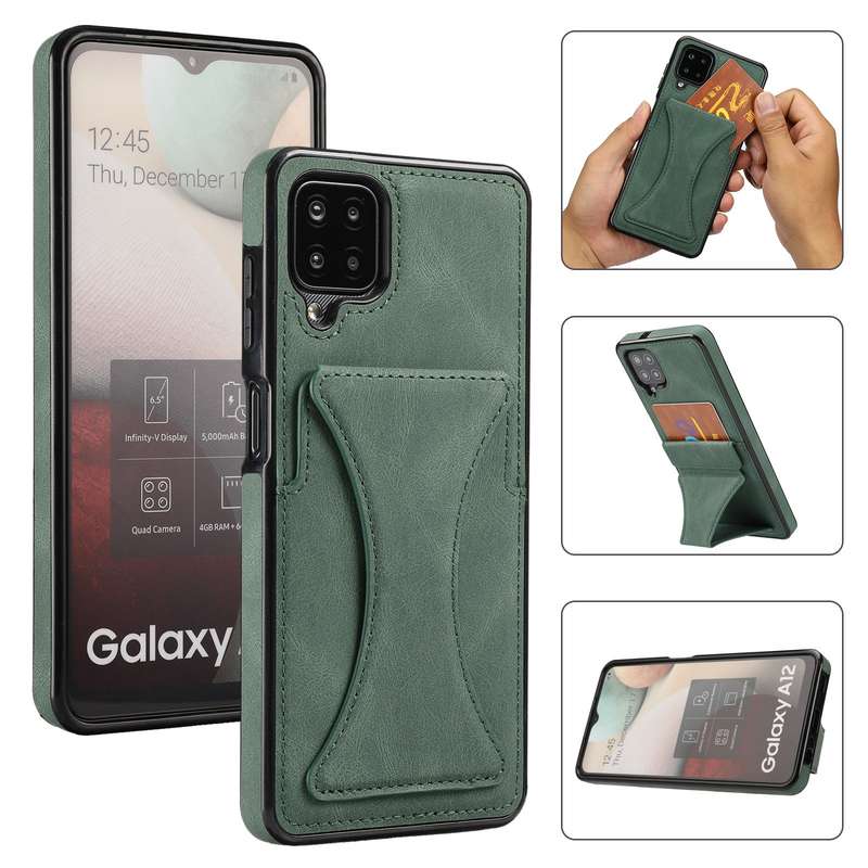 For Samsung Galaxy A12 Ultra-thin Shockproof Protective Case with Holder(Brown)