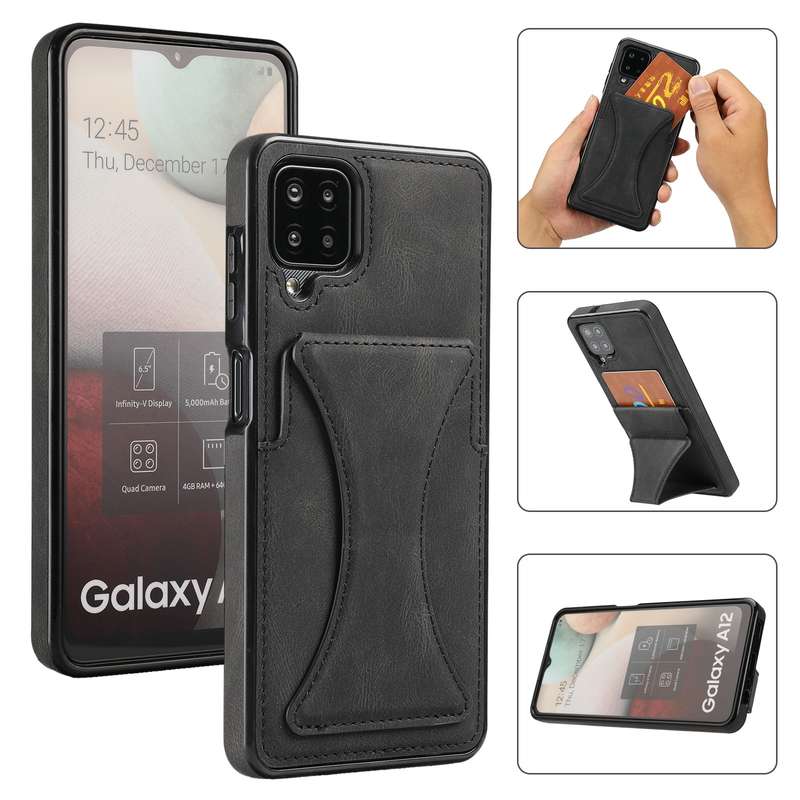 For Samsung Galaxy A12 Ultra-thin Shockproof Protective Case with Holder(Brown)