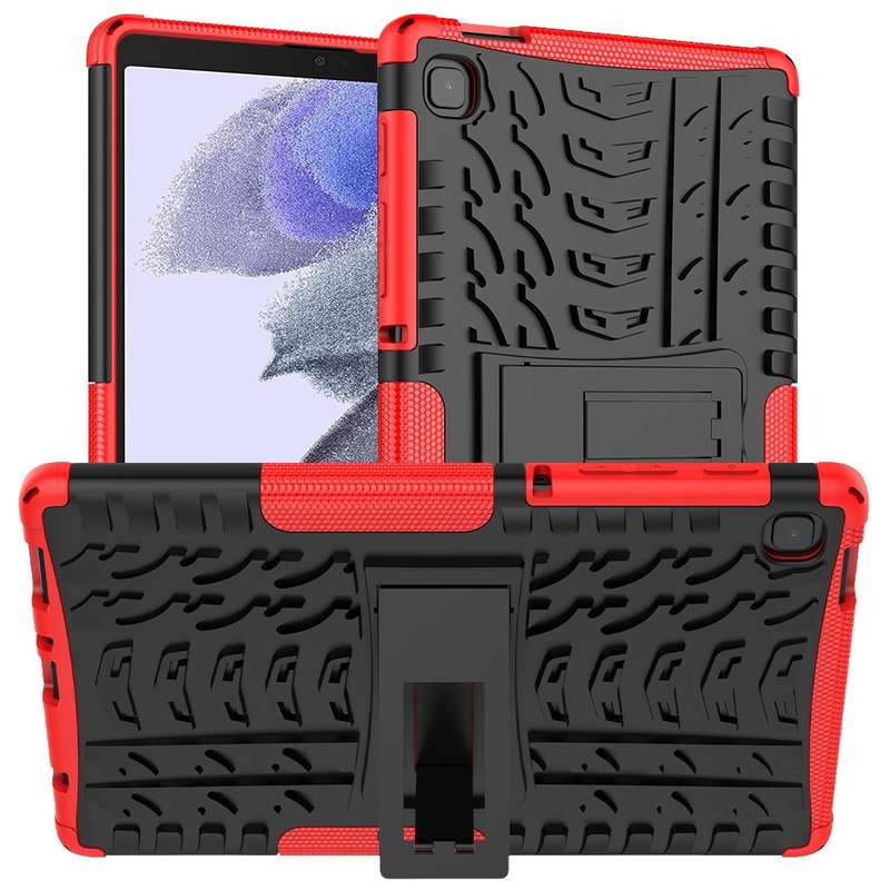For Samsung Galaxy Tab A7 Lite Tire Texture Shockproof TPU+PC Protective Case with Holder(Green)