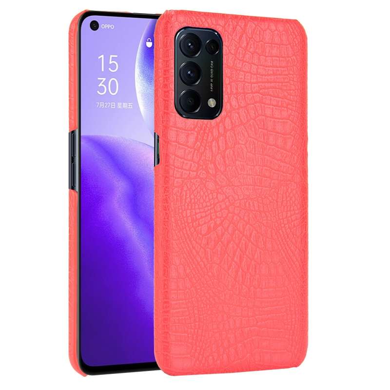 For OPPO Reno5 5G / Find X3 Lite Shockproof Crocodile Texture PC + PU Case(Black)