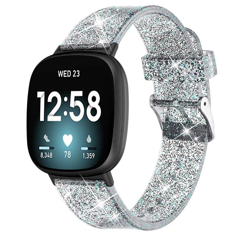 For Fitbit Versa 3 Glitter Powder Silicone Watch Band(Rose Gold)