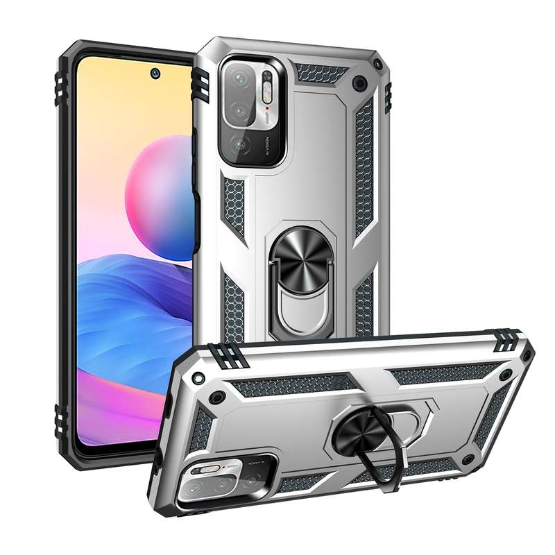 For Xiaomi Redmi Note 10 5G Shockproof TPU + PC Protective Case with 360 Degree Rotating Holder(Blac