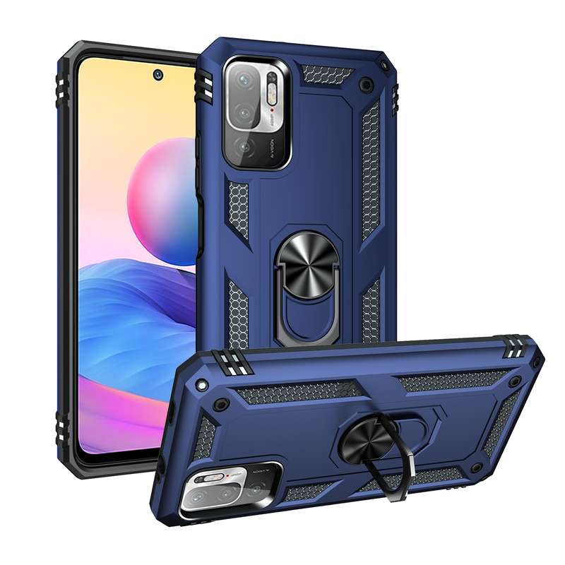 For Xiaomi Redmi Note 10 5G Shockproof TPU + PC Protective Case with 360 Degree Rotating Holder(Blac