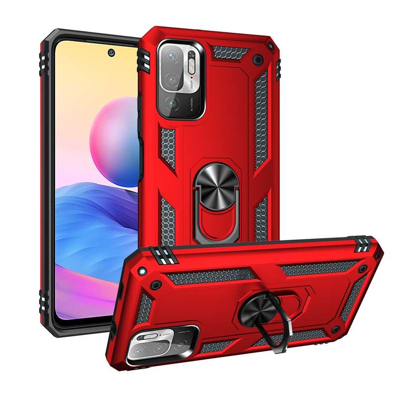 For Xiaomi Redmi Note 10 5G Shockproof TPU + PC Protective Case with 360 Degree Rotating Holder(Blac