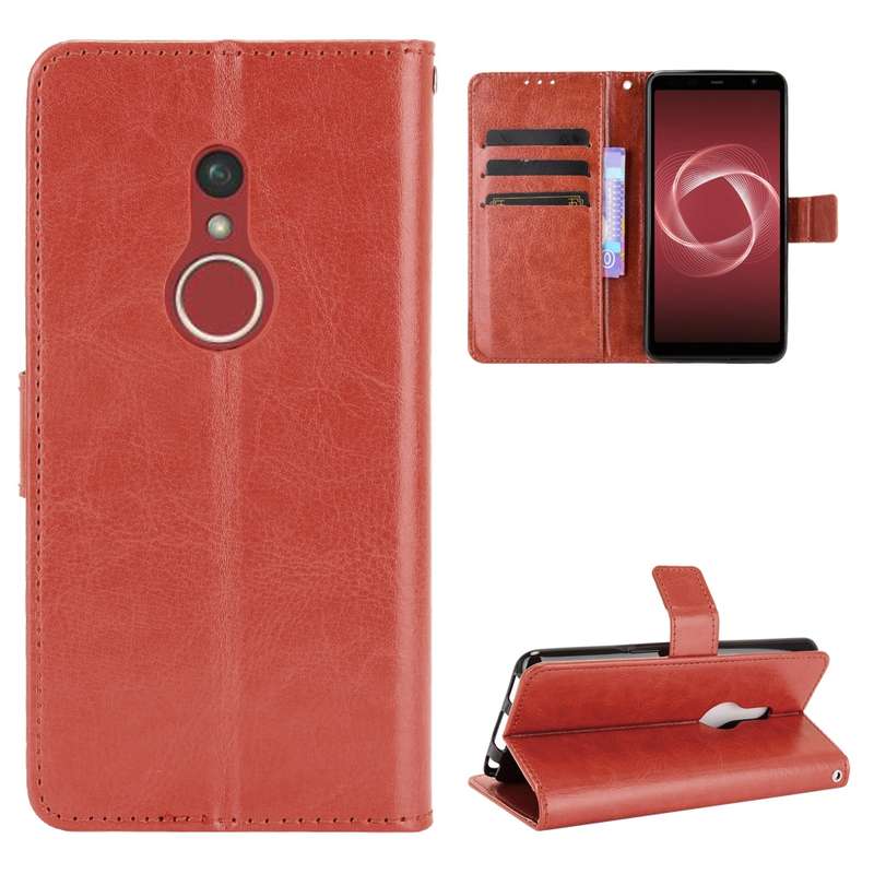 For Fujitsu Arrows Be4 Plus / F-41B Crazy Horse Texture Horizontal Flip Leather Case with Holder & C