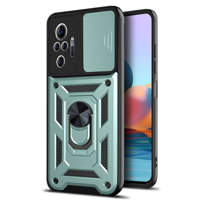 For Xiaomi Redmi Note 10 Pro Sliding Camera Cover Design TPU+PC Protective Case(Dark Green)