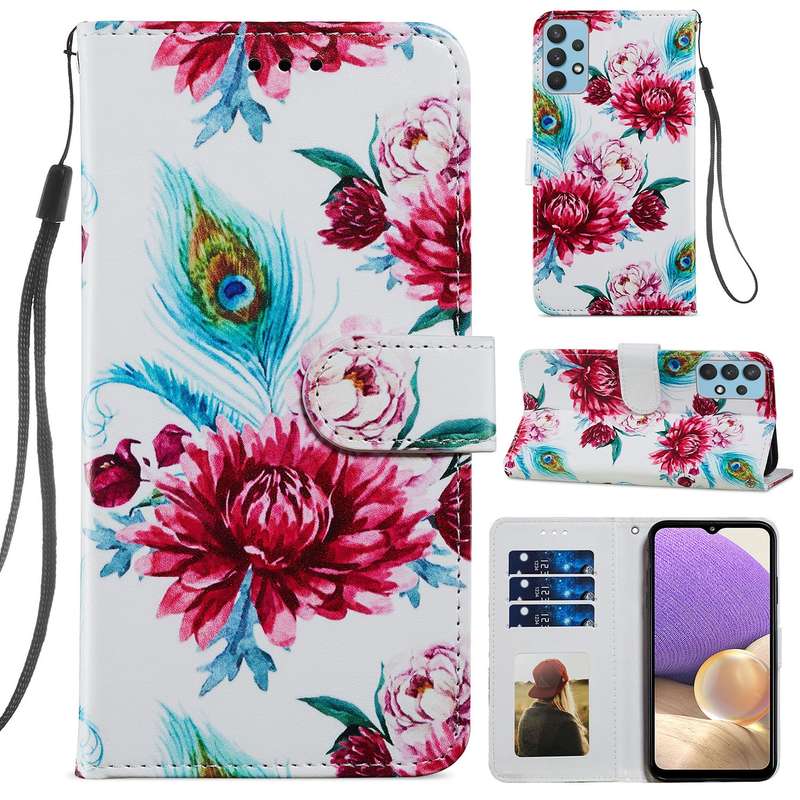 For Samsung Galaxy A32 4G Painted Pattern Horizontal Flip Leather Case with Holder & Card Slots & Ph