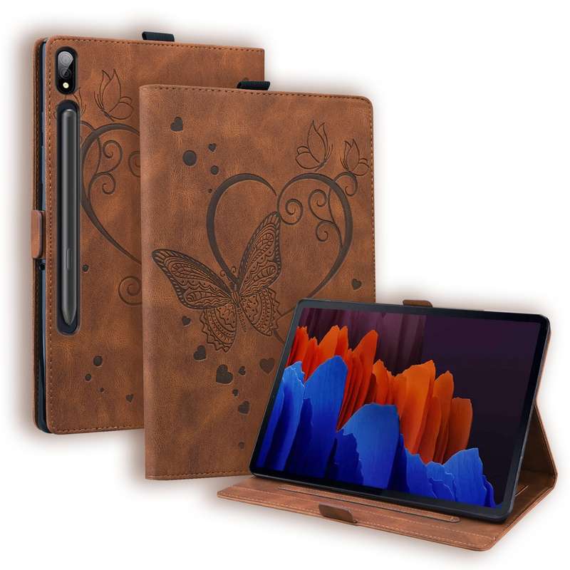 For Samsung Tab S7+ T970 T976B Love Butterfly Pattern Horizontal Flip Leather Case with Holder(Green