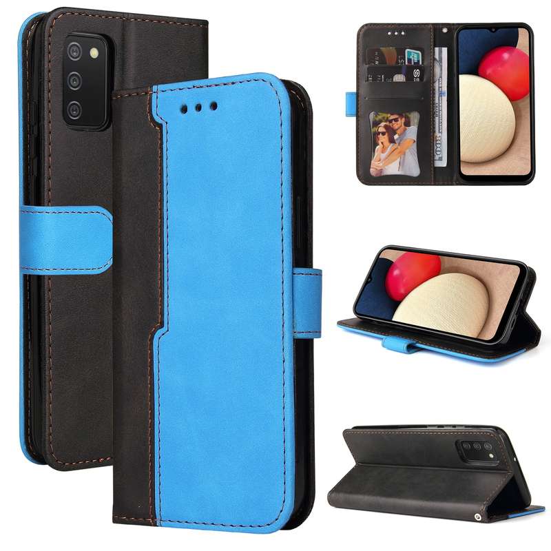 For Samsung Galaxy A02s US Version Business Stitching-Color Horizontal Flip PU Leather Case with Hol