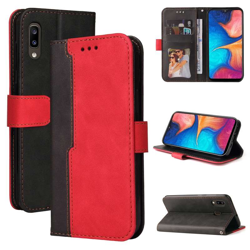 For Samsung Galaxy A20 / A30 Business Stitching-Color Horizontal Flip PU Leather Case with Holder &