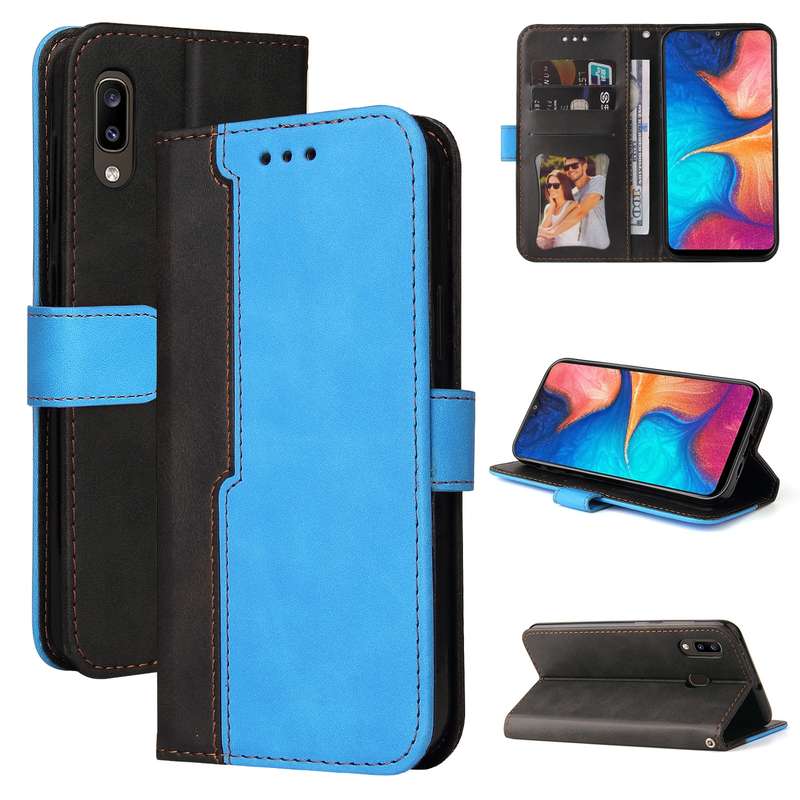 For Samsung Galaxy A20 / A30 Business Stitching-Color Horizontal Flip PU Leather Case with Holder &