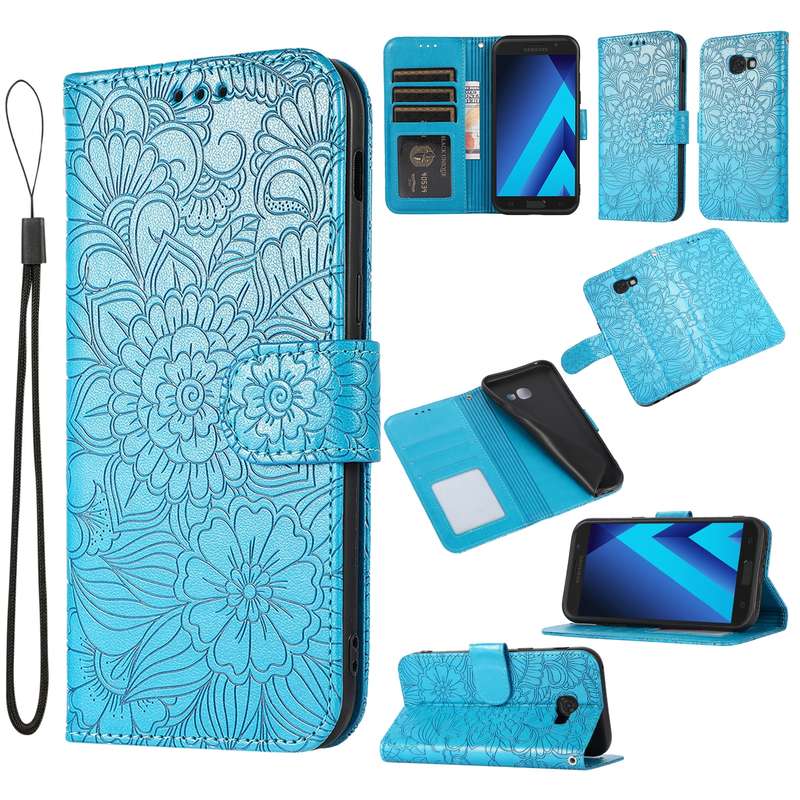 For Samsung Galaxy A5 (2017) Skin Feel Embossed Sunflower Horizontal Flip Leather Case with Holder &