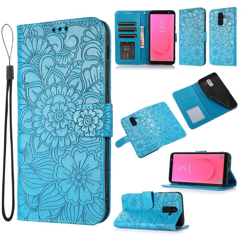 For Samsung Galaxy A51 Skin Feel Embossed Sunflower Horizontal Flip Leather Case with Holder & Card