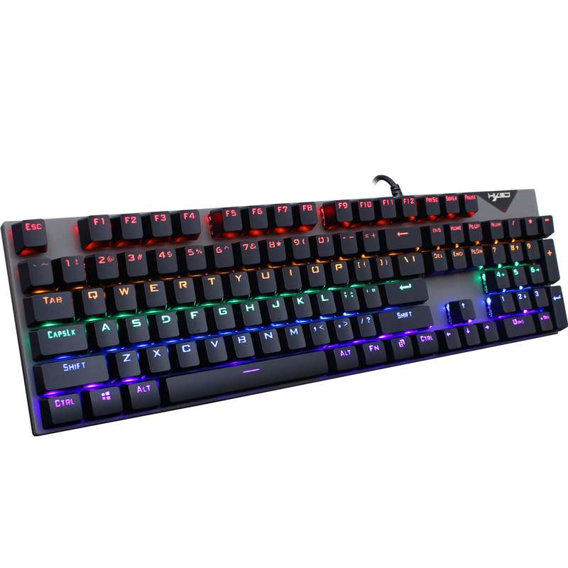 HXSJ L300 104 Keys USB Port LED Lighting Wired Mechanical Keyboard(Black)
