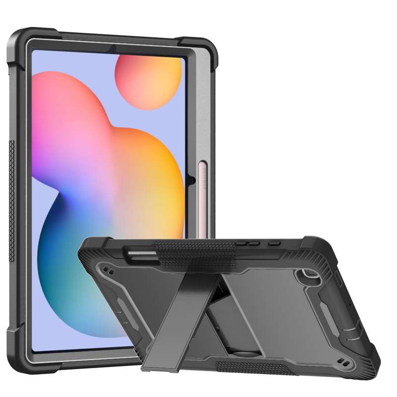 For Samsung Galaxy Tab S6 Lite Silicone + PC Shockproof Protective Case with Holder(Rose Gold)