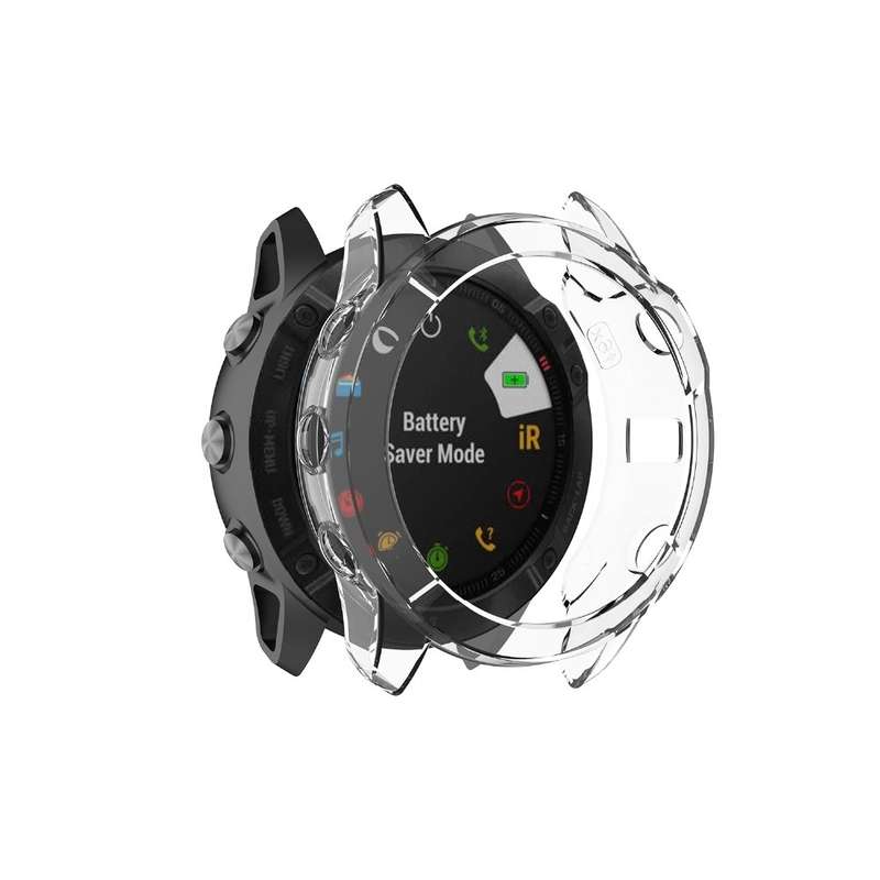 For Garmin Fenix 6X / 6X Pro Smart Watch Half Coverage TPU Protective Case(Transparent Purple)