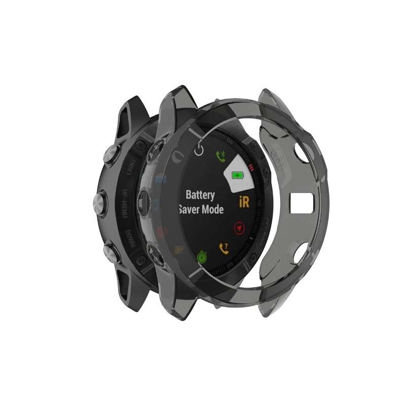 For Garmin Fenix 6X / 6X Pro Smart Watch Half Coverage TPU Protective Case(Transparent Purple)
