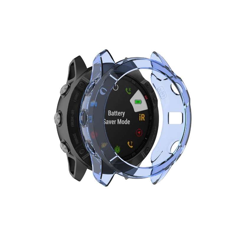 For Garmin Fenix 6X / 6X Pro Smart Watch Half Coverage TPU Protective Case(Transparent Purple)