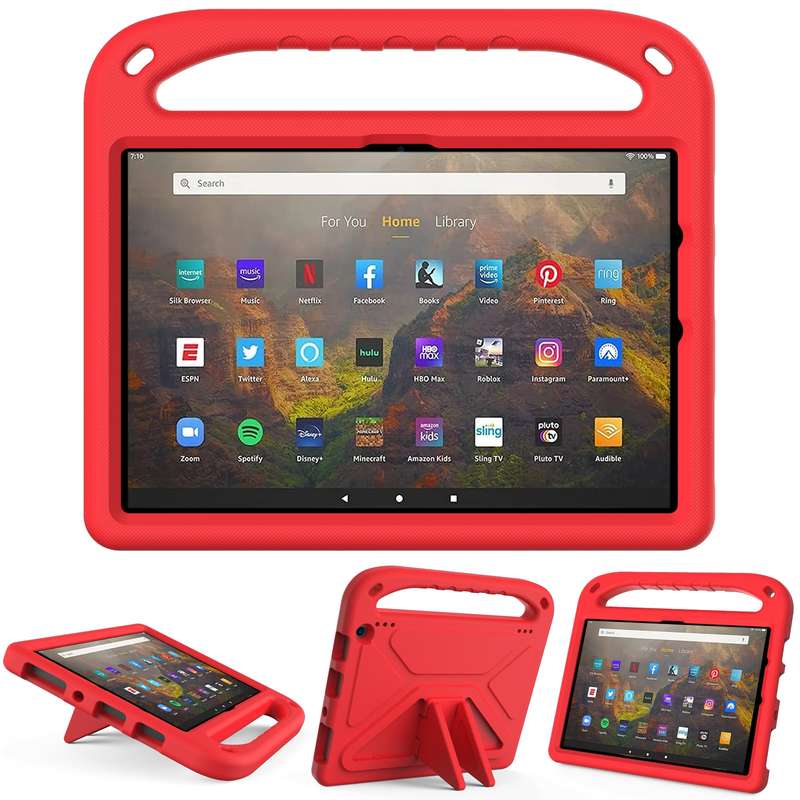 For Amazon Fire HD 10 2021 Handle Portable EVA Shockproof Anti Falling Protective Case with Triangle