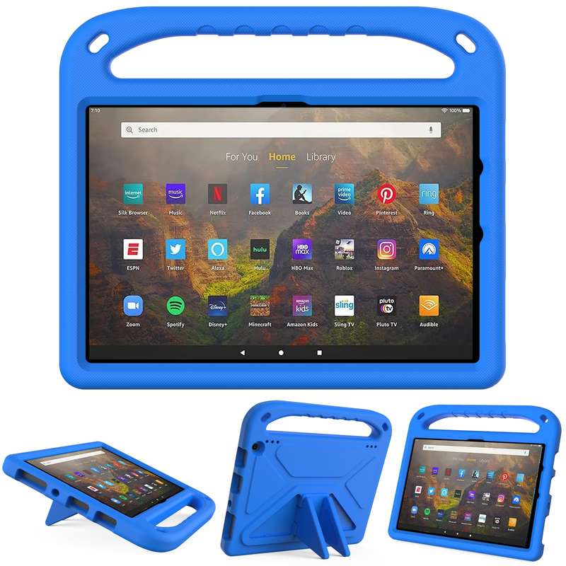 For Amazon Fire HD 10 2021 Handle Portable EVA Shockproof Anti Falling Protective Case with Triangle