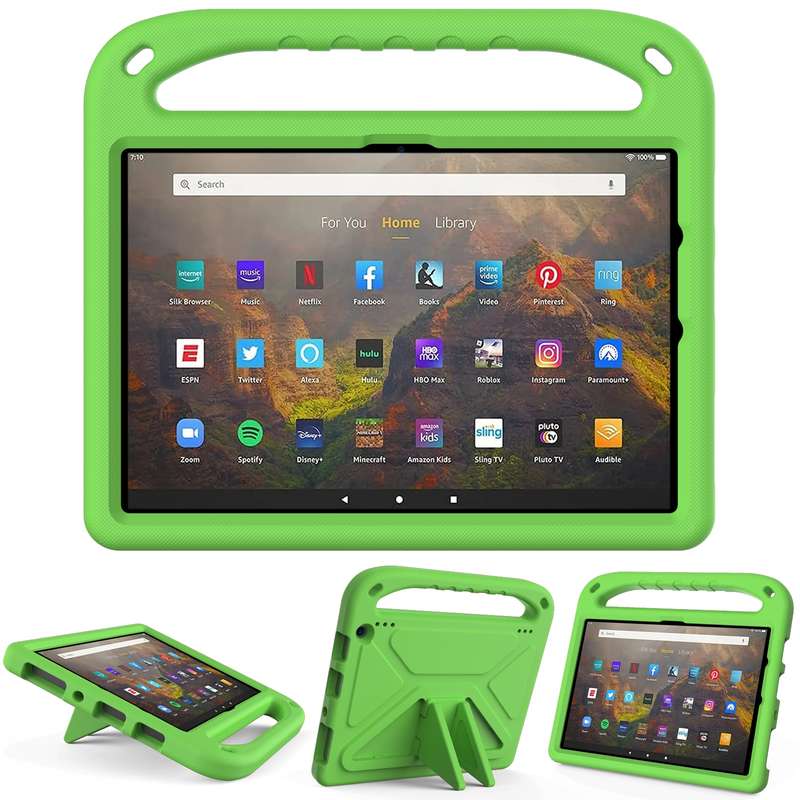 For Amazon Fire HD 10 2021 Handle Portable EVA Shockproof Anti Falling Protective Case with Triangle