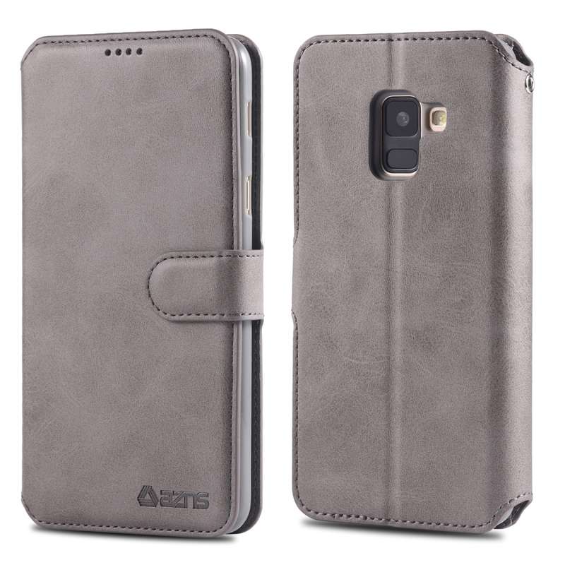 For Galaxy A6 2018 AZNS Calf Texture Magnetic Horizontal Flip PU Leather Case with Holder & Card Slo