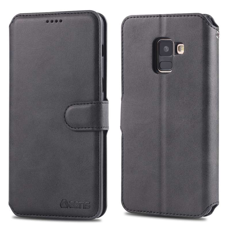 For Galaxy A8 2018 AZNS Calf Texture Magnetic Horizontal Flip PU Leather Case with Holder & Card Slo